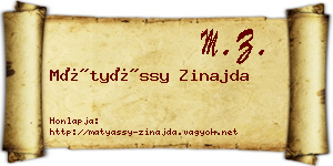 Mátyássy Zinajda névjegykártya